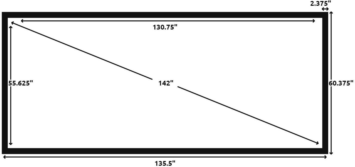 Silver Ticket Products STR Series 6 Piece Home Theater Fixed Frame 4K / 8K Ultra HD, HDTV, HDR & Active 3D Movie Projection Screen, 2.35:1 Format, 138" Diagonal, Grey Material STR-235138-G
