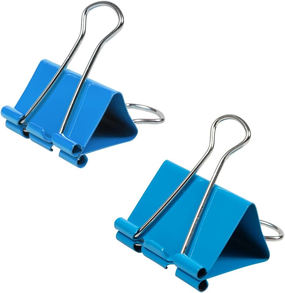 JAM PAPER Colorful Binder Clips Assortment - Medium & Large Size - Blue Binderclips - 27 Clips/Pack