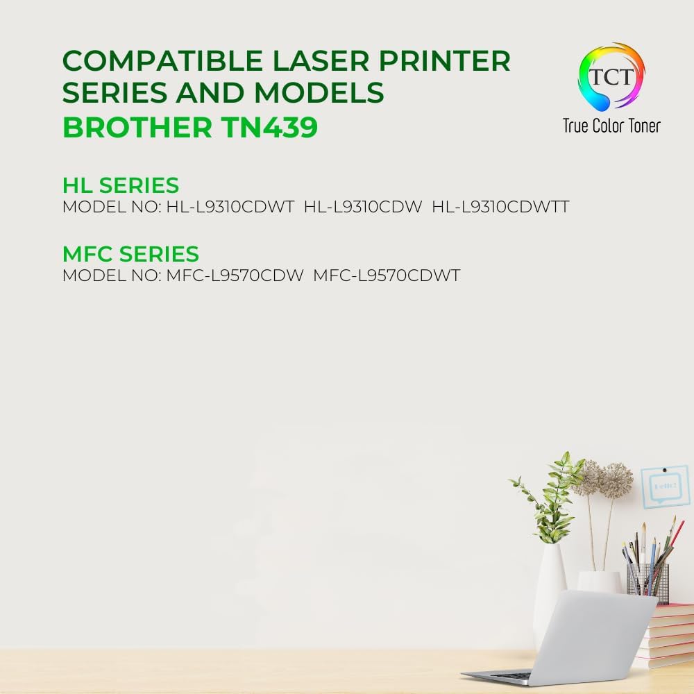 TCT TN439 Toner Cartridge 4 Pack - Premium Compatible Replacement for Brother TN439 TN-439 Ultra High Yield Works with Brother HL-L8360CDW L8360CDWT MFC-L8900CDW L9570CDW Printers (B C M Y)