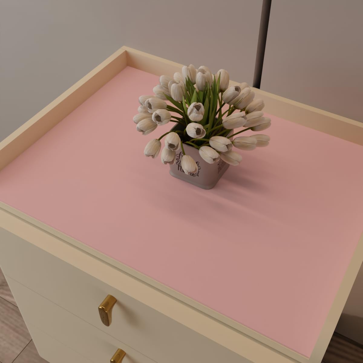 Night Stand Cover for Top - Small Table Cover Used for Bedside Table Waterproof and Easy to Clean Good Flatness Nightstand Protector Top (Pink+Silvery 15.75x23.6)