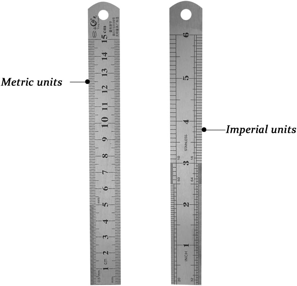 6 Inch Stainless Steel Ruler 2 Pack.