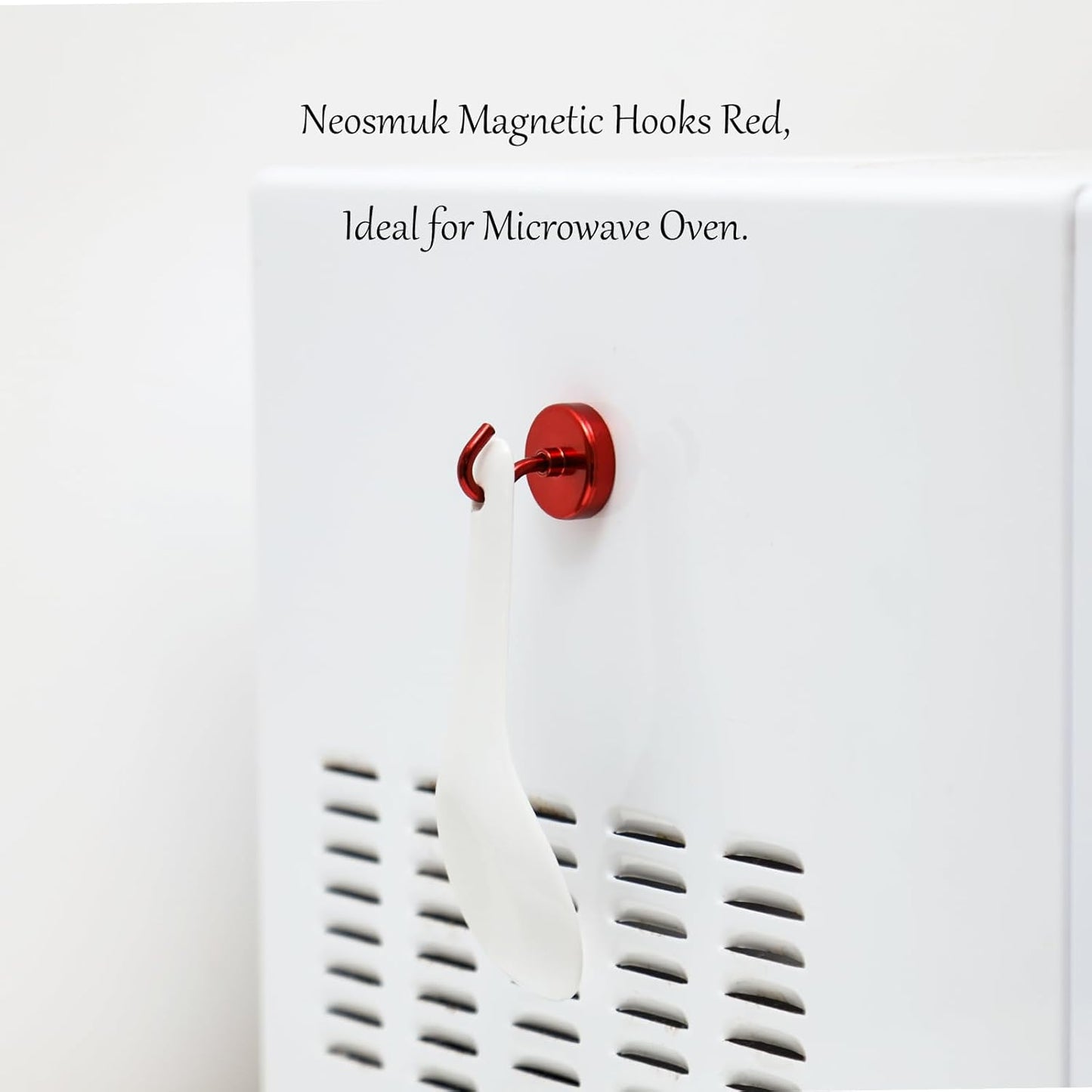 Neosmuk Magnetic Hooks Heavy Duty,Strong Magnet with Hook for Fridge, Super Neodymium Extra Strength Industrial Hooks for Hanging, Magnetic Hanger for Toolbox, Cruise, Grill(Red,4 Pack)