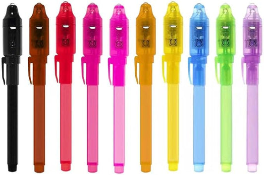 Invisible Ink Pens with Light, 10Pcs Magic Spy Pen for Secret Message, Birthday Party, and Kids Halloween Goodies Bags Toy…
