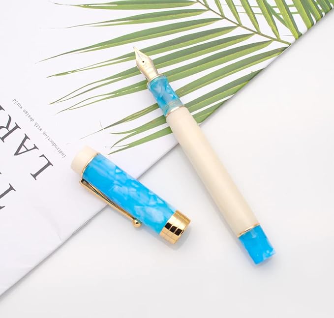 JINHAO 100 Fountain Pen with Ink Converter (Medium Nib 0.7mm, Sky Blue-A)