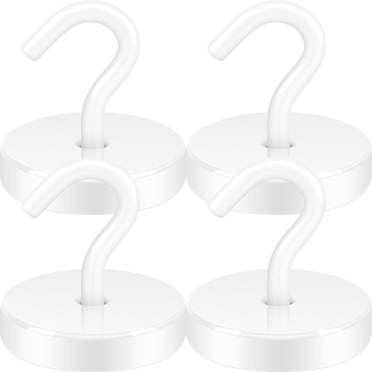 Neosmuk Magnetic Hooks, Heavy Duty 170lb Strong Magnets for Cruise Cabins, Ship Essentials, Large Metal Hooks for Hanging on Fridge(White,Pack of 4)