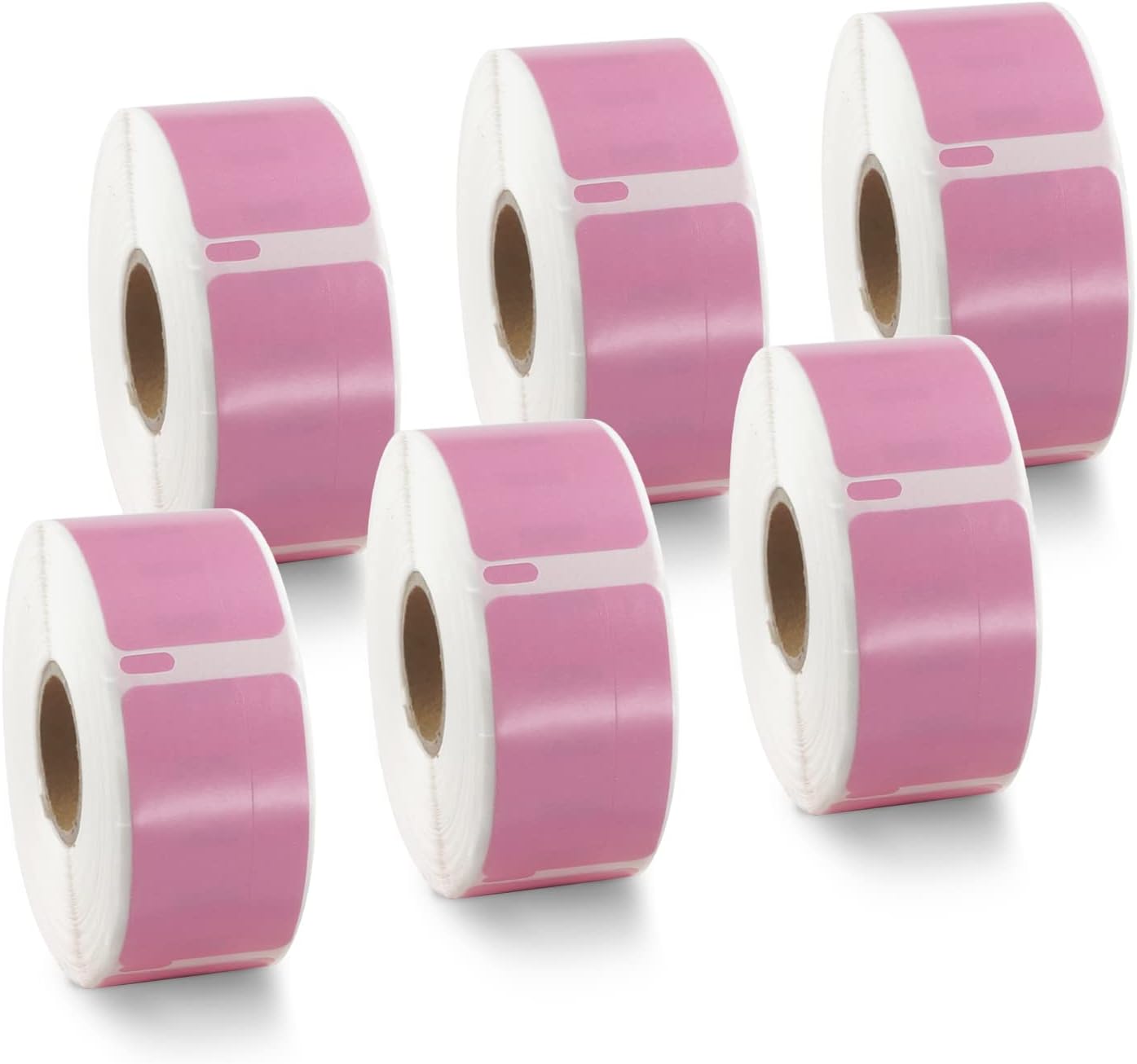 BETCKEY Colored Labels Compatible with Dymo 30330 (3/4" x 2") Small Multipurpose Labels, Compatible for Dymo LabelWriter Thermal 450, 4XL & Zebra Desktop Printers [6 Rolls, Pink]