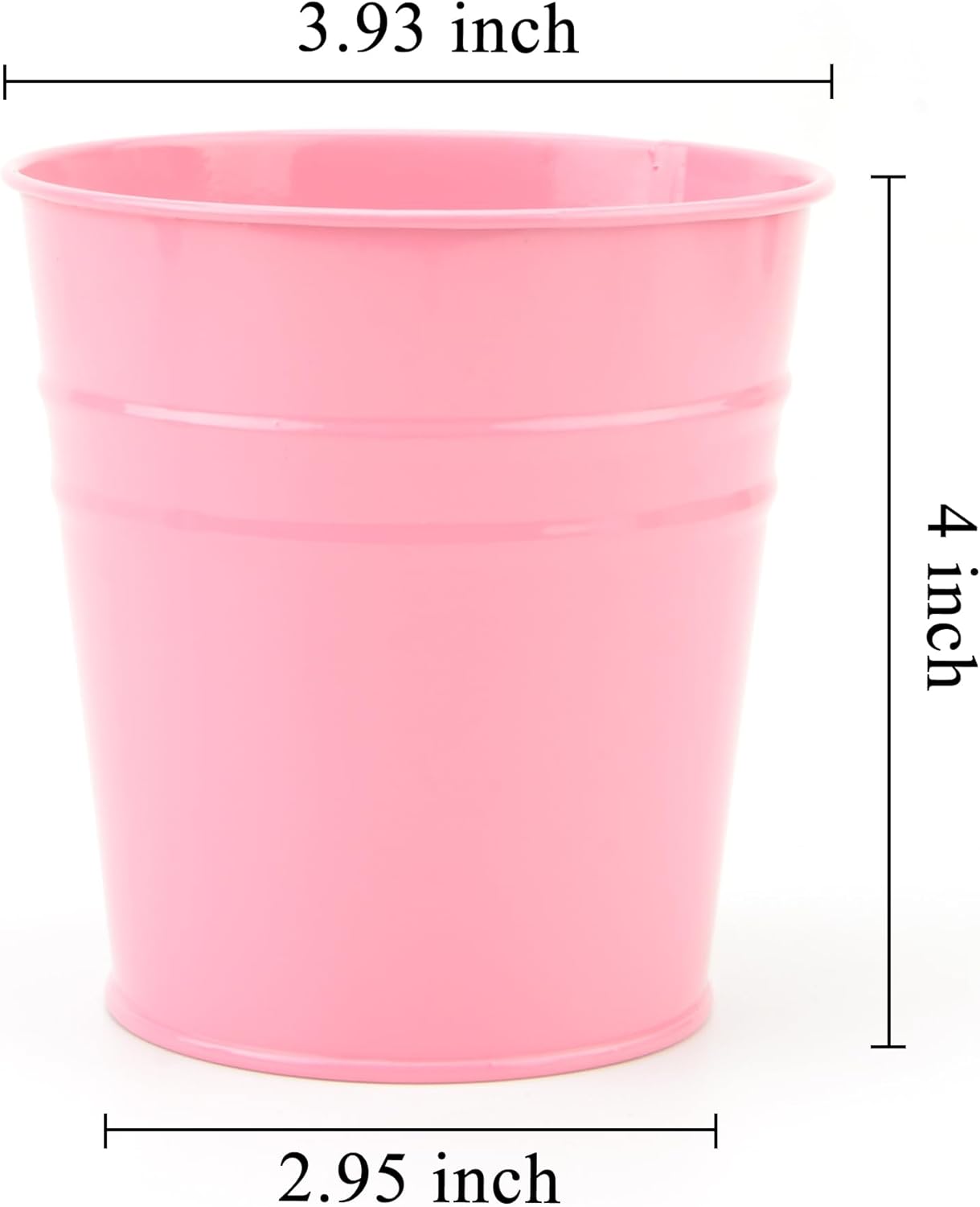 Pen Holder Cup For Desk Pencil Holder Metal Marker Pen Organizer Storage Small Tinplate Flower Pot Succulent Bucket Planters for Office Home - 2 Pack (Pink)