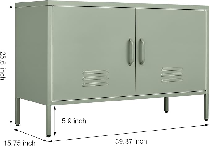 Metal Storage Cabinet,Short TV Cabinet with Storage,Modern TV Stands for Bedroom,Classroom,Green