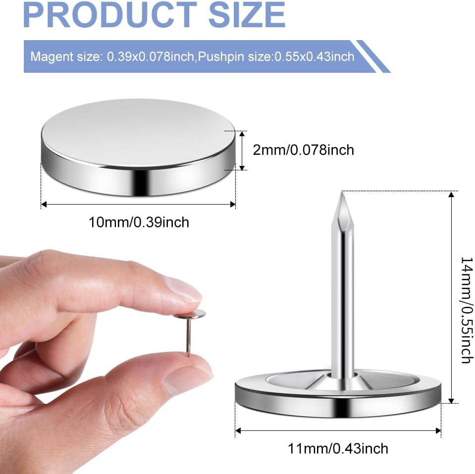 rhinocats Magnetic Push Pins, 50 Sets Magnet Thumbtack for Wall Bulletin Board Strong Decorative Pushpins Clip for Map Picture Hanging Kit Poster Holder