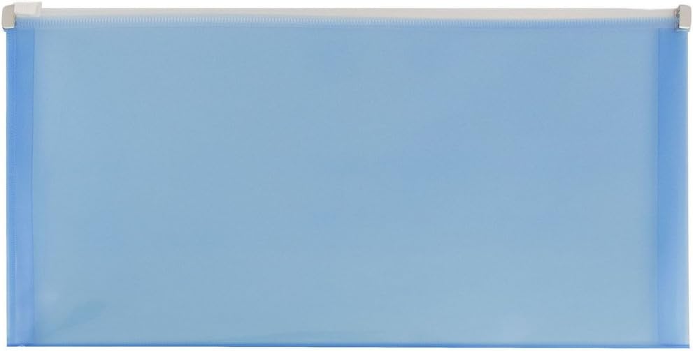 JAM PAPER Plastic Envelopes with Zip Closure - #10 Booklet Wallet - 5 x 10 - Blue - 12/Pack