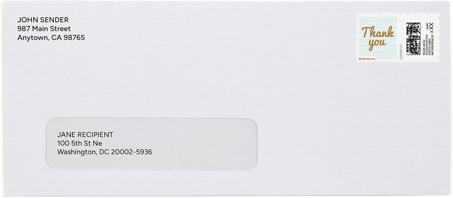 Golden Thank You NetStamps 120-Pack (5 Sheets) Printable Postage Labels (Stamps.com Subscription Required) - Print Approved Postage - Inkjet & Laser Printers - Business, Personal, Home