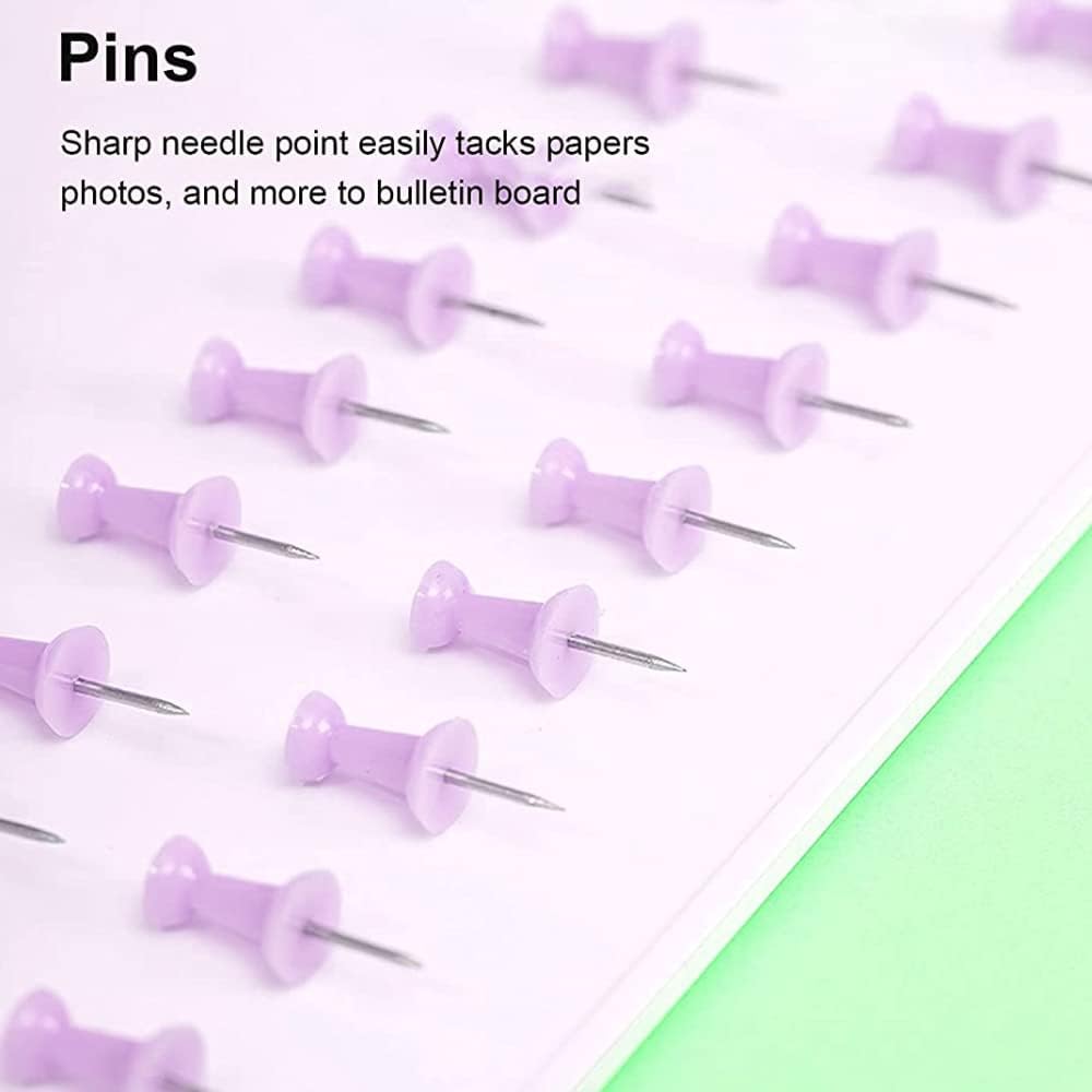 Purple Binder Clips and Paper Clips Push Pins Tacks Sets, Total 72 PCS Assorted Sizes Office Supplies Set for Women, Student, School, Home & Desk Supplies