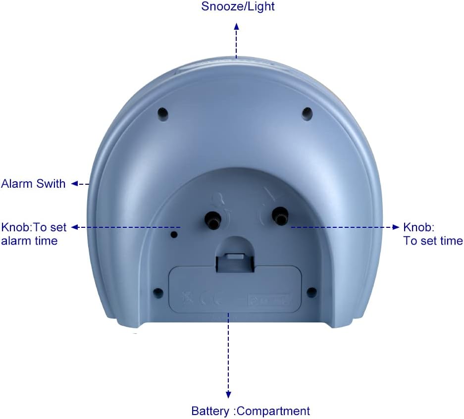 5.5" Large Analog Alarm Clock Silent Non Ticking, Gentle Wake, Beep Sounds, Increasing Volume, Battery Operated Snooze and Manual Light, Easy Set