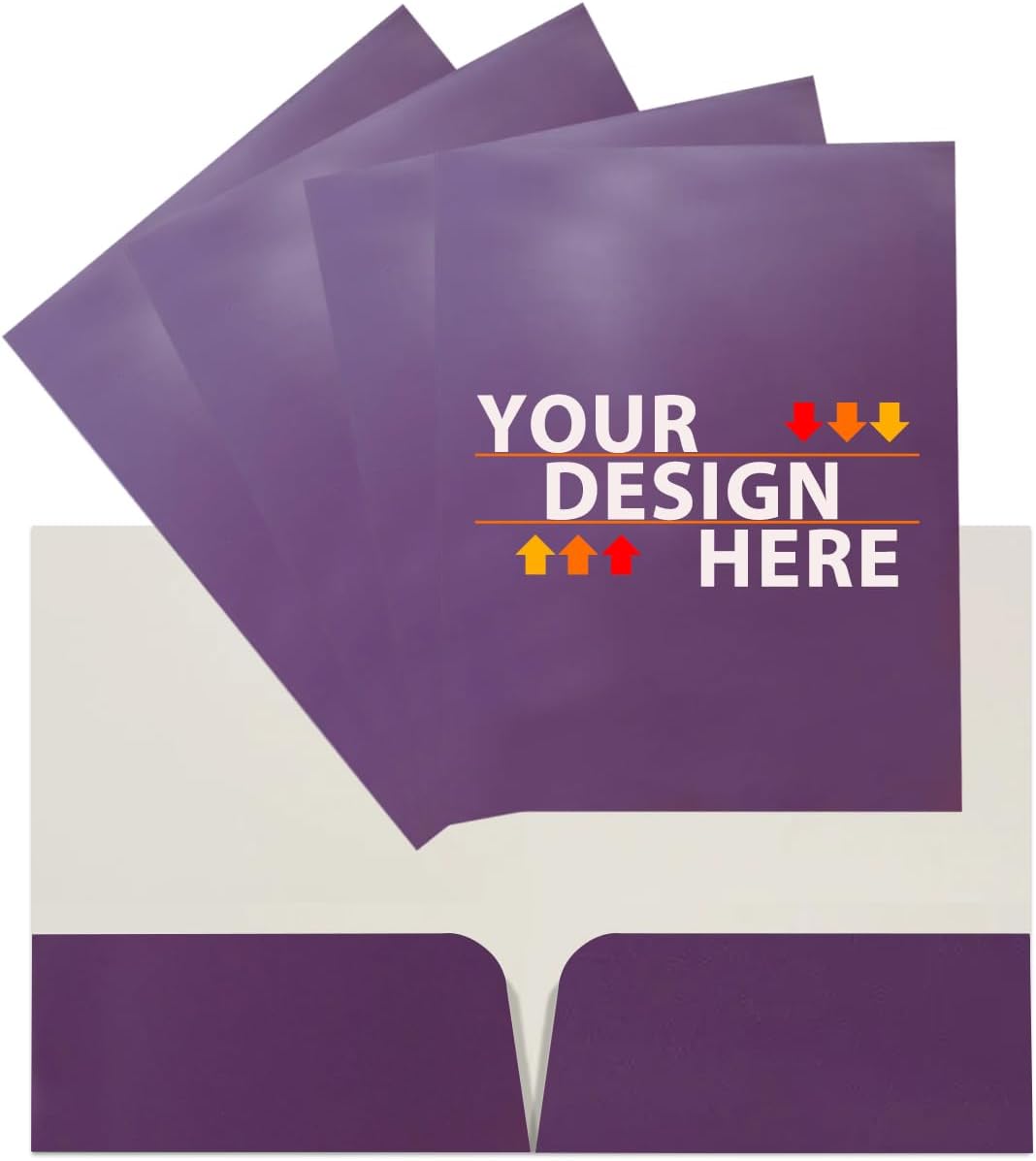 JAM PAPER Custom Printed Semi-Gloss Folders with Round Corner Pockets - Personalized Logo & Text - 12pt C1S - Purple - 250/Pack