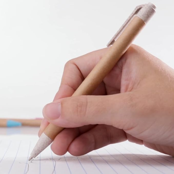 Simply Genius 100-Pack Eco-Friendly Retractable Ballpoint Pens, 1mm Tip, Black Ink, Medium Point for Journaling, Office, School and Home (Assorted)