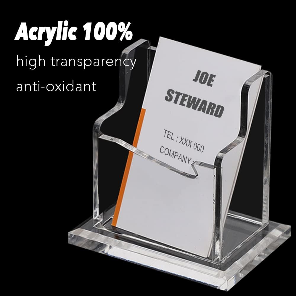 PARTSPOWER Acrylic Business Card Holder for Desk, Vertical Clear Business Name Card Display Stand, Desk Accessory Business Name Card Organizer (Vertical, 1-Slot)