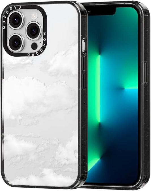 MOSNOVO Case for iPhone 13 Pro, [10ft 4X Military-Grade Drop Protection] Durable & Shockproof Phone Case Cover Design for iPhone 13 Pro - Cloud - Clear Black