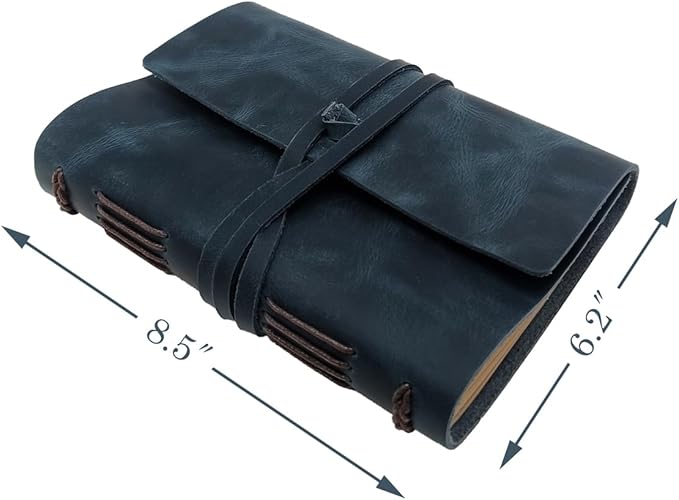 Blue Notebook Journal - Best Genuine Leather Journaling for write A5 Size Diary 6.2x8.5 Inch,Notepad For Man,Women,Vintage,Gifts,Work,Study,Personal,Dark Blue
