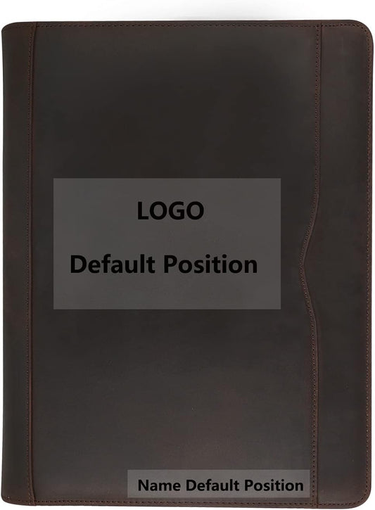 Professional Leather Business Padfolio Portfolio Case, 3 Ring Binder,Zippered Business Document Organizer Tablet Holder Folder Case,with Letter Size Notepad (Custom)