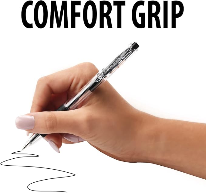 Inc. ClipClicks Retractable Ballpoint Pens - Bulk 1.0-mm Medium-Point Pen Set With Comfort Grip for School, Office, Writing, and Journaling, 50 Count, Black