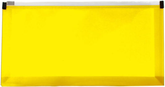 JAM PAPER Plastic Envelopes with Zip Closure - #10 Booklet Wallet - 4 1/8 x 9 1/2 - Yellow - 12/Pack