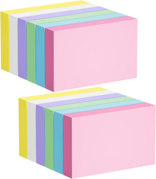 600 PCS 3x5 Index Cards Blank Study Flashcards 3 x 5 Colored Index Cards Bulk, Colorful Study Cards Blank Flash Cards Blank 3 by 5 Index Card Cue Notecards Receipt Note Card for School Office Home