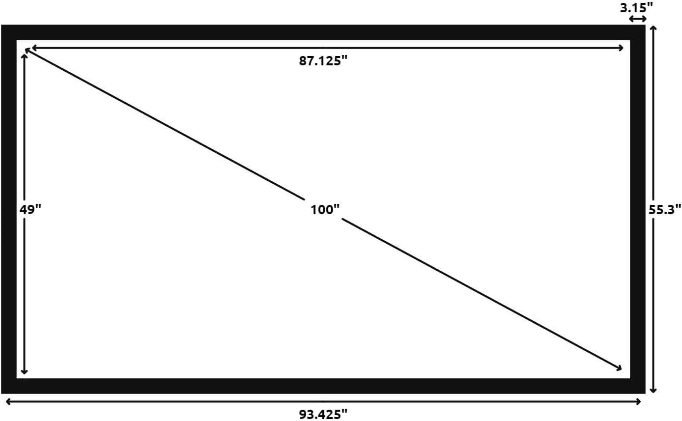 Silver Ticket Products STR Series 6 Piece Home Theater Fixed Frame 4K / 8K Ultra HD, HDTV, HDR & Active 3D Movie Projection Screen, 16:9 Format, 100" Diagonal, Woven Acoustic Material STR-169100-WAB