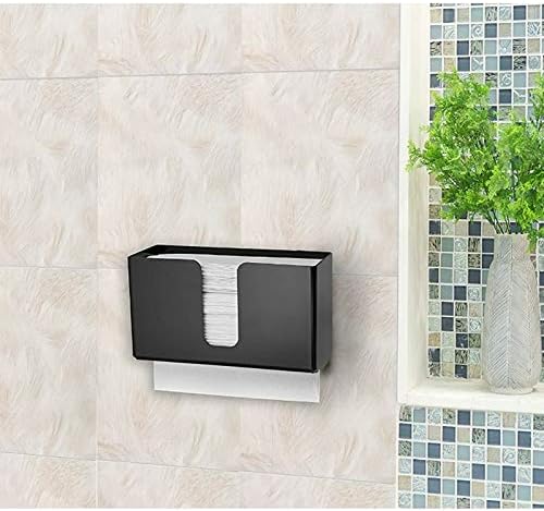 IEEK Paper Towel Dispenser Wall Mount Acrylic Paper Towel Holder for Bathroom Office and Kitchen,Hand Towel Dispenser Fits Multi-Fold Paper Towel,C-Fold, Zfold,Tri fold Paper Towels,Black