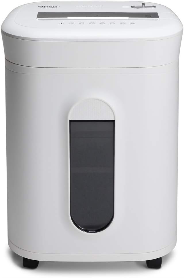 Aurora AU1060MA Professional Grade 10-Sheet High Security Micro-Cut Paper and Credit Card Shredder/ 60 Minutes/Security Level P-5, White, AU1060MA 10-Sheet High Security Microcut
