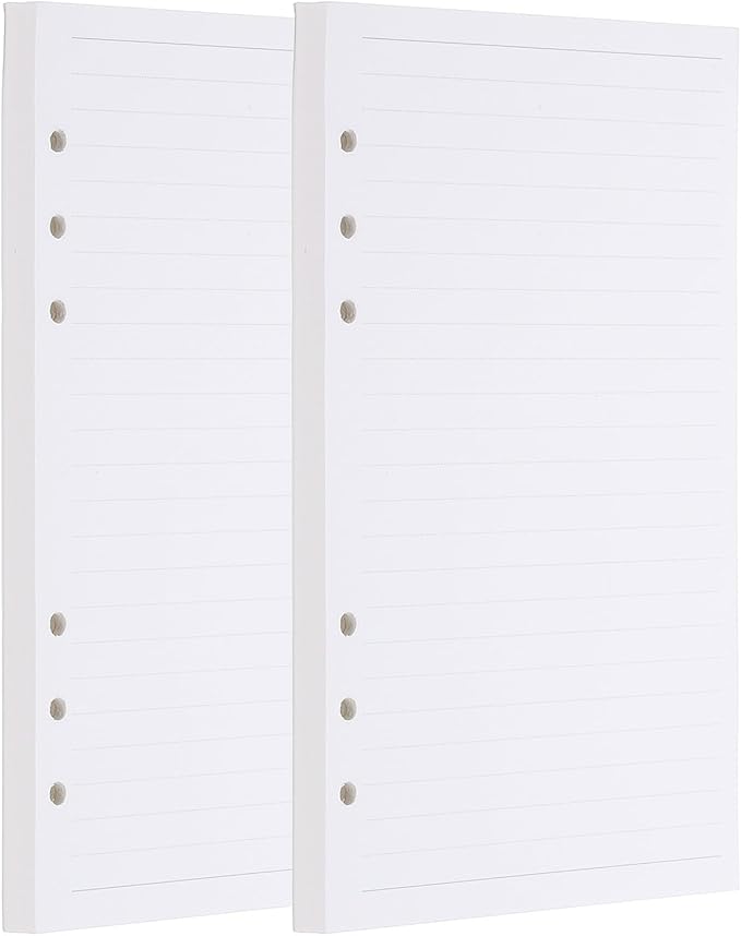 PATIKIL A5 Ruled Refills Inserts 6-Ring Binder Loose Leaf Planner Filler Paper Planner Inserts, 160 Sheets/320 Pages, Lined, White