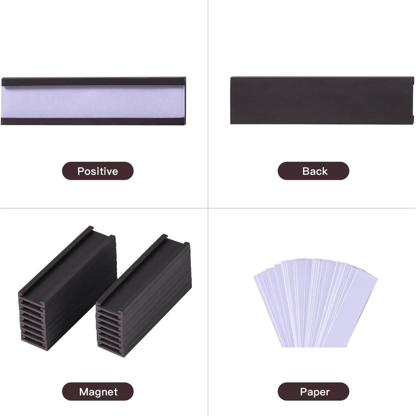 Eeoyu Magnetic Label Holders with Magnets Magnetic Data Card Holders with Clear Plastic Protectors for Metal Shelf, Whiteboard, Set of 30 (0.5 x 2 Inch)