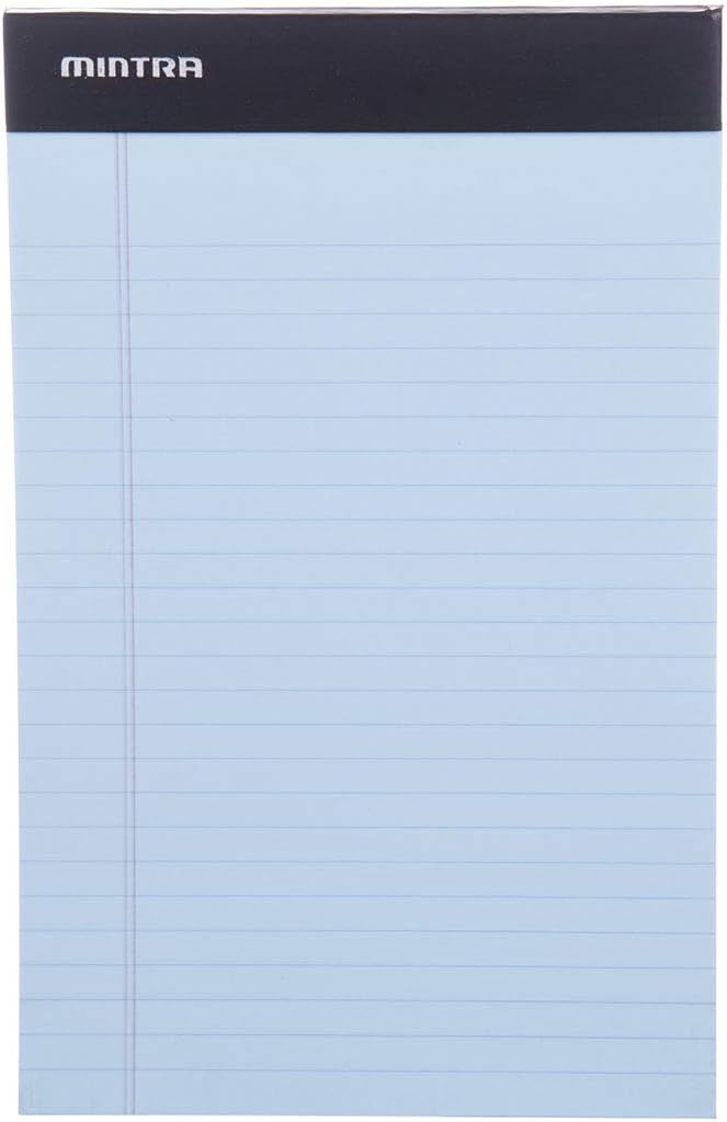 Mintra Office Legal Pads - ((BASIC PASTEL 6pk, 5in X 8in, NARROW RULED)) - 50 Sheets per Notepad, Micro perforated Writing Pad, Notebook Paper for School, College, Office, Professional