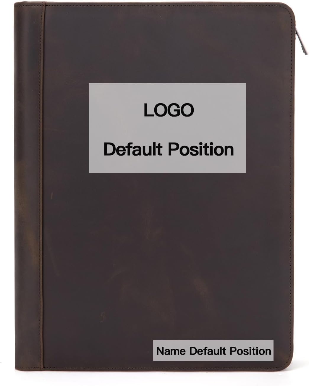 Personalized Genuine Leather Portfolio for Women and Men, Custom Engraved 8.5 x 11 Legal Padfolio, Zippered Notebook Laptop Organizer, Business Executive Folio for Work, Dark Khaki