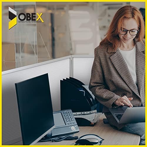 OBEX Polycarbonate Office Desk Mounted Privacy Screen Adjustable Table Top Panel Divider, Universal Aluminum Bracket-USA Made, 18" x 36", White