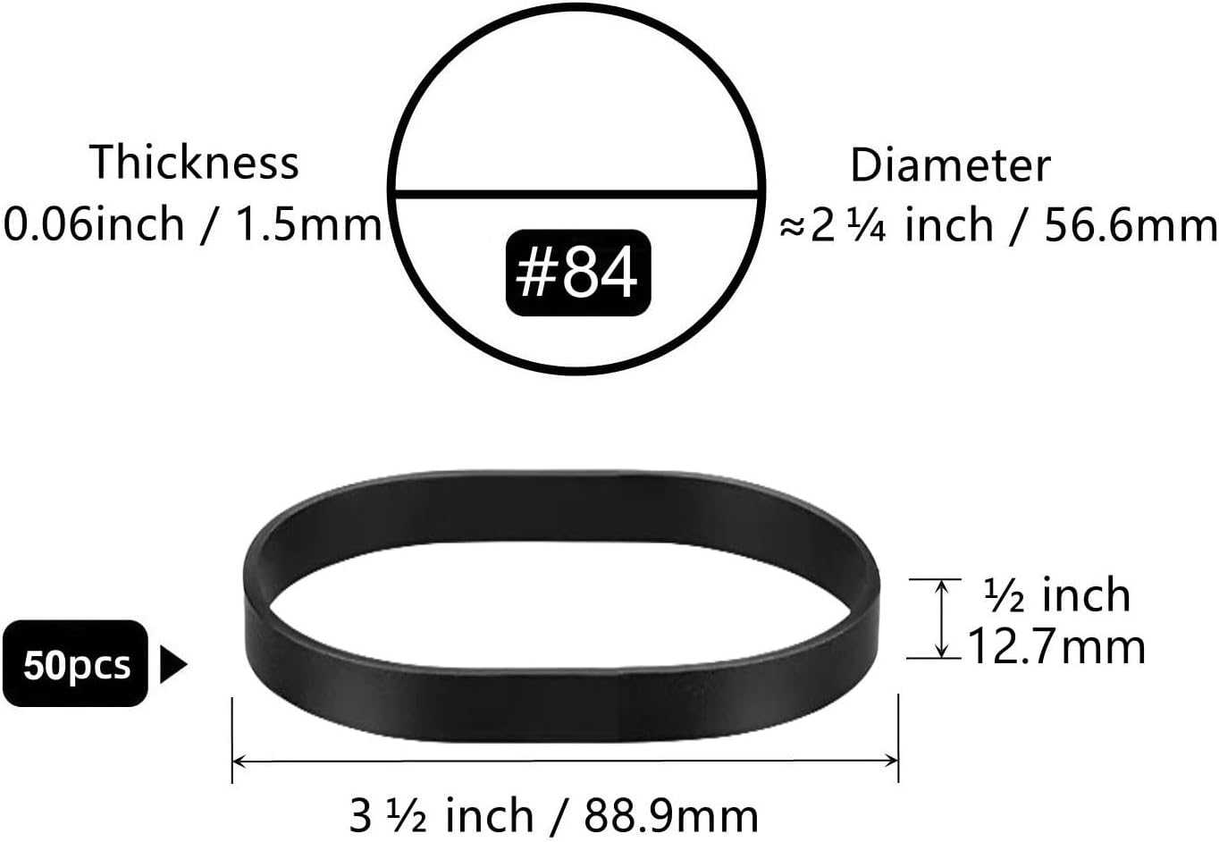 Tactical Rubber Band Black - Heavy Duty UV Heat Cold Resistant Thick Strong Elastic Rubber Bands Outdoor Hiking Backpacking Survival Camping Biking Fixed Item (#84)