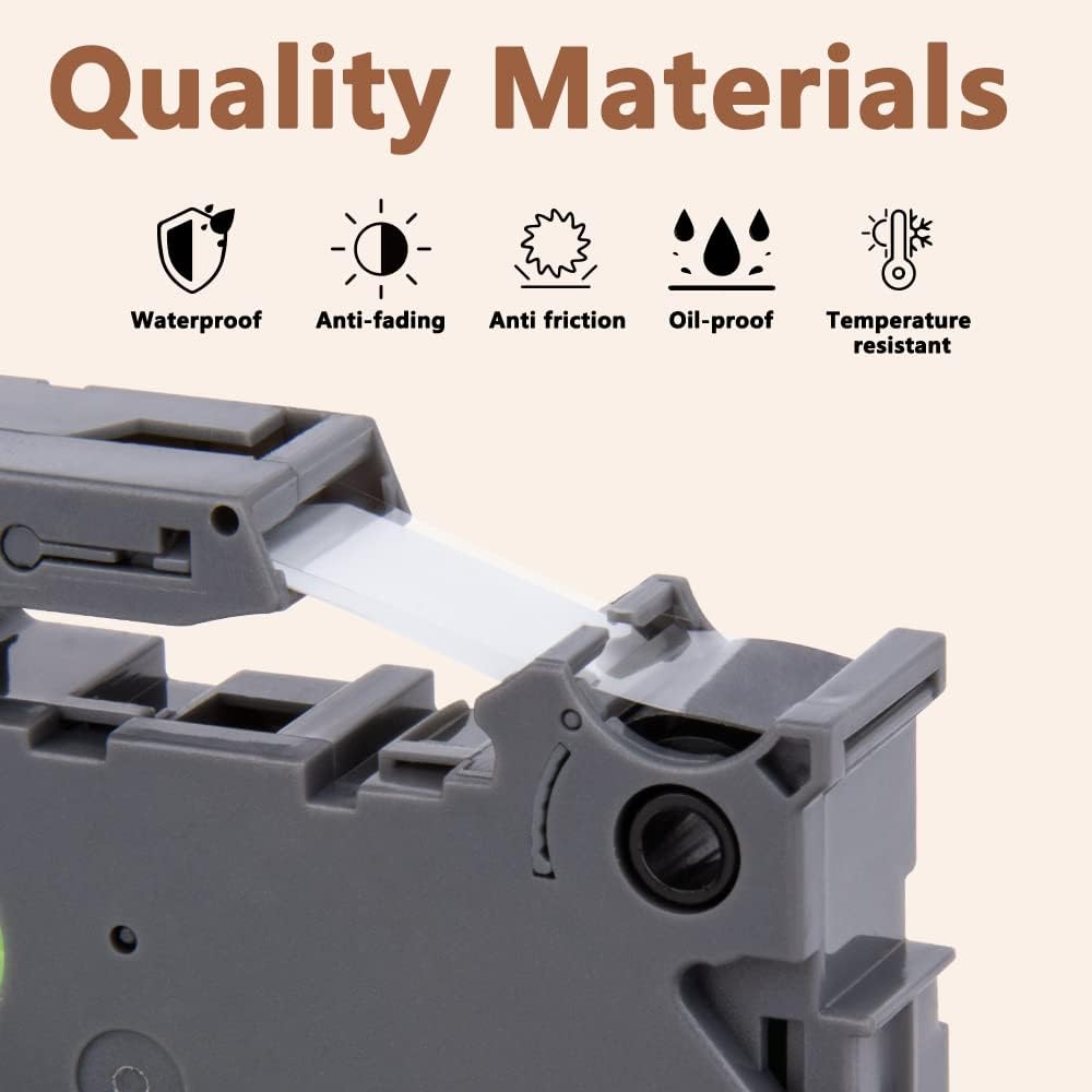 Hehua Tze Tz Tape 9mm 0.35 Laminated Black Tape Compatible for Brother P-Touch TZe-325 TZe325 TZ-325 TZ325 Label Tape for Ptouch PT D210 D200 D220 H110, 3/8'' x 26.2ft White on Black, 3 Pack