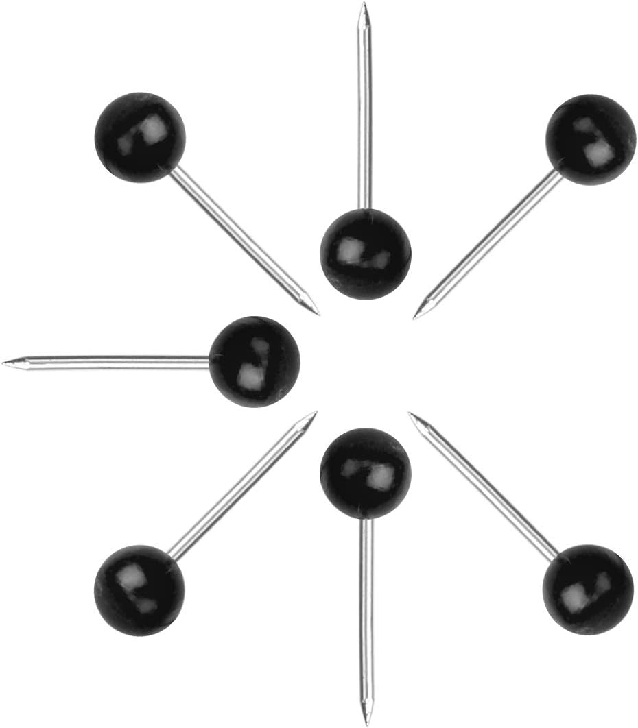 Yalis Push Pins Map Tacks 1/8-Inch Assorted Color Beads Head Map Marking Push Pins,500-count (Black)