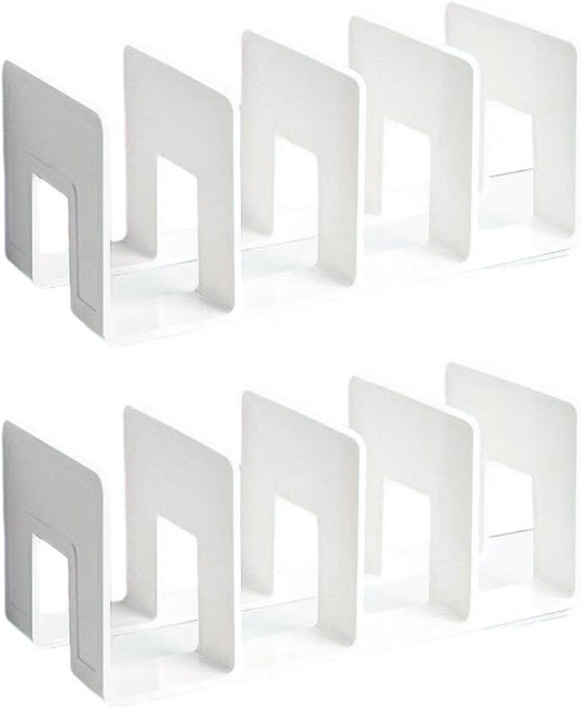2PCS Acrylic File Organizer for Desk, Desktop Document/Mail Organizer, 4 Compartments Plastics Invisible Bookshelf Floating (12.5" x 5.7" x 5", White)