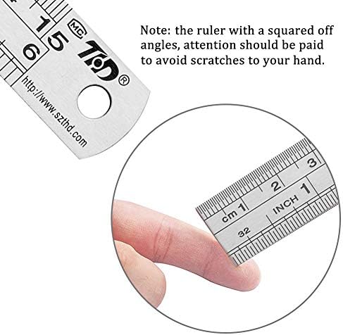 ZZTX Ruler Metal Straight Edge Stainless Steel Ruler 6 Inch Ruler Set Rulers Bulk 6 Pack