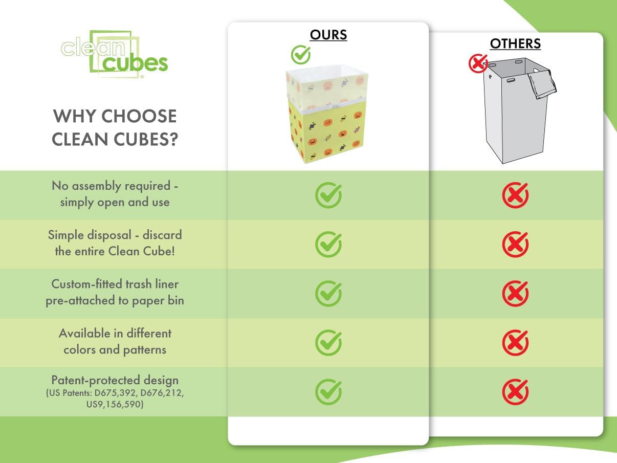 | 13 Gallon Disposable Trash Cans (3-Pack) with Fitted Trash Bags - Reusable Garbage and Recycling Bins for Parties, Events, and More (Halloween - 17" Height x 13.5" Width x 10" Depth)