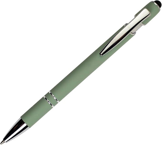 Ballpoint Pen with Stylus Tip Black Ink 1.0 mm Medium Point Soft Touch Metal Matt Assorted Color Barrel 10 Count