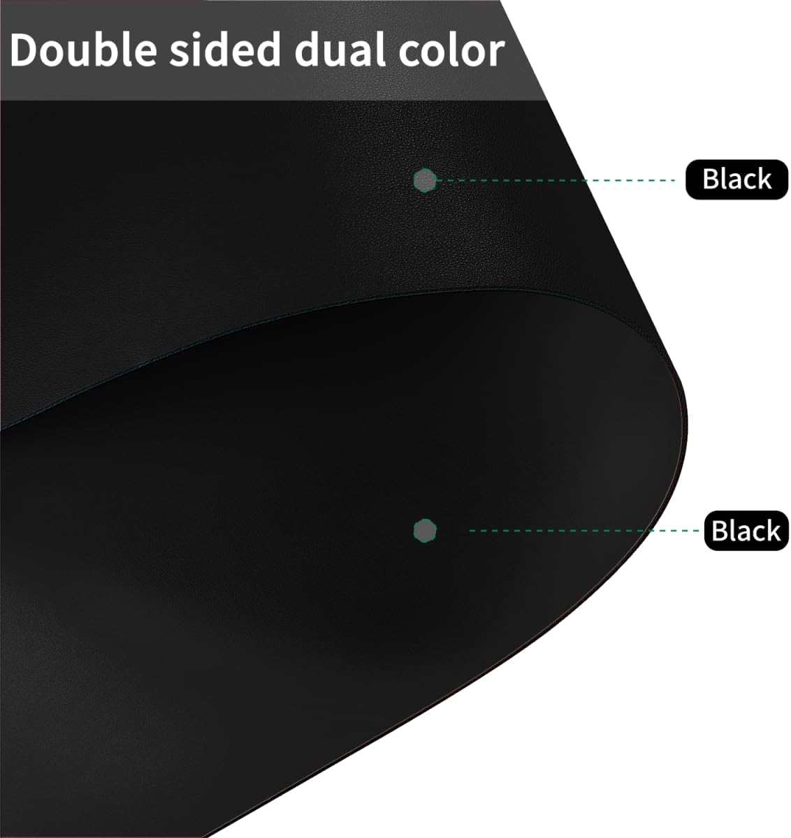 Leather Table Cover,1.8mm Thick,17x72 Inch Desk Cover,Dresser Cover Top,Dresser Protector Top,Dresser Cover,End Table Cover.(Black+Black,17x72)