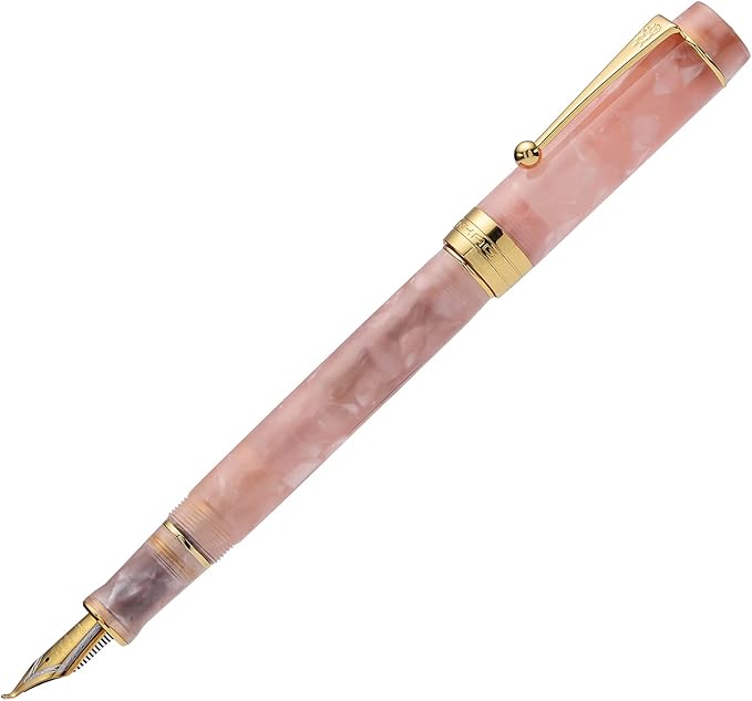 Jinhao 100 Fountain Pen Celluloid Classic Style, #6 Nib Smooth Writing Instrument with Refillable Converter and Pen Case Set