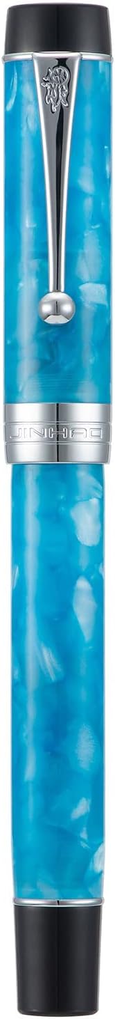 Jinhao 100 Fountain Pen Celluloid Classic Style, #6 Nib Smooth Writing Instrument with Refillable Converter and Pen Case Set