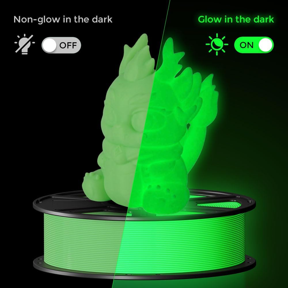 FLASHFORGE Glow in The Dark Rapid PLA Filament 1.75mm, High Flow Speedy 3D Printer Filament Luminous Green, Max 500mm/s High-Speed Printing, High Brightness and Long-Lasting Glowing Effect