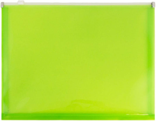 JAM PAPER Plastic Envelopes with Zip Closure - Letter Booklet - 9 3/4 x 13 - Lime Green - 3/Pack