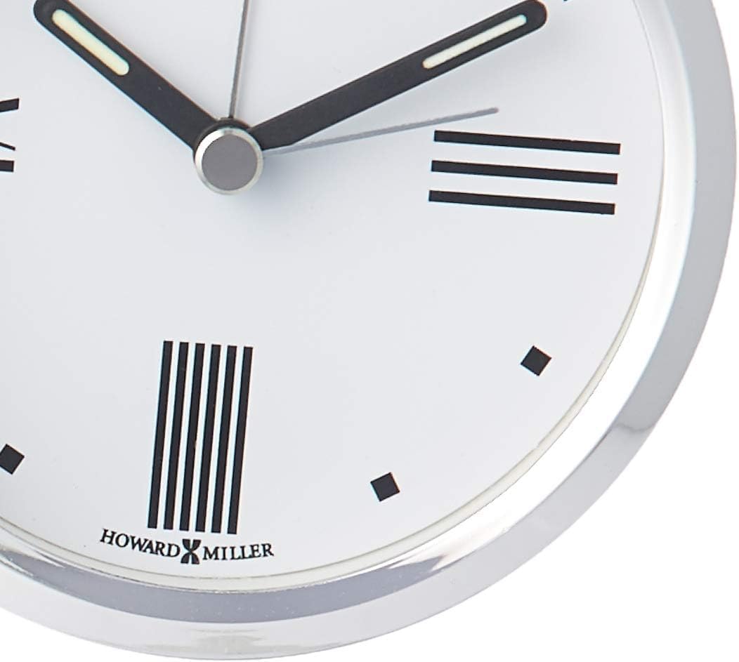 Howard Miller Tribeca Tabletop Clock – Modern Decorative Alarm Clock with Quartz Movement Brushed Aluminum Base & Beveled Glass Accents for Elegant Home & Office Decor Bold Accent Piece