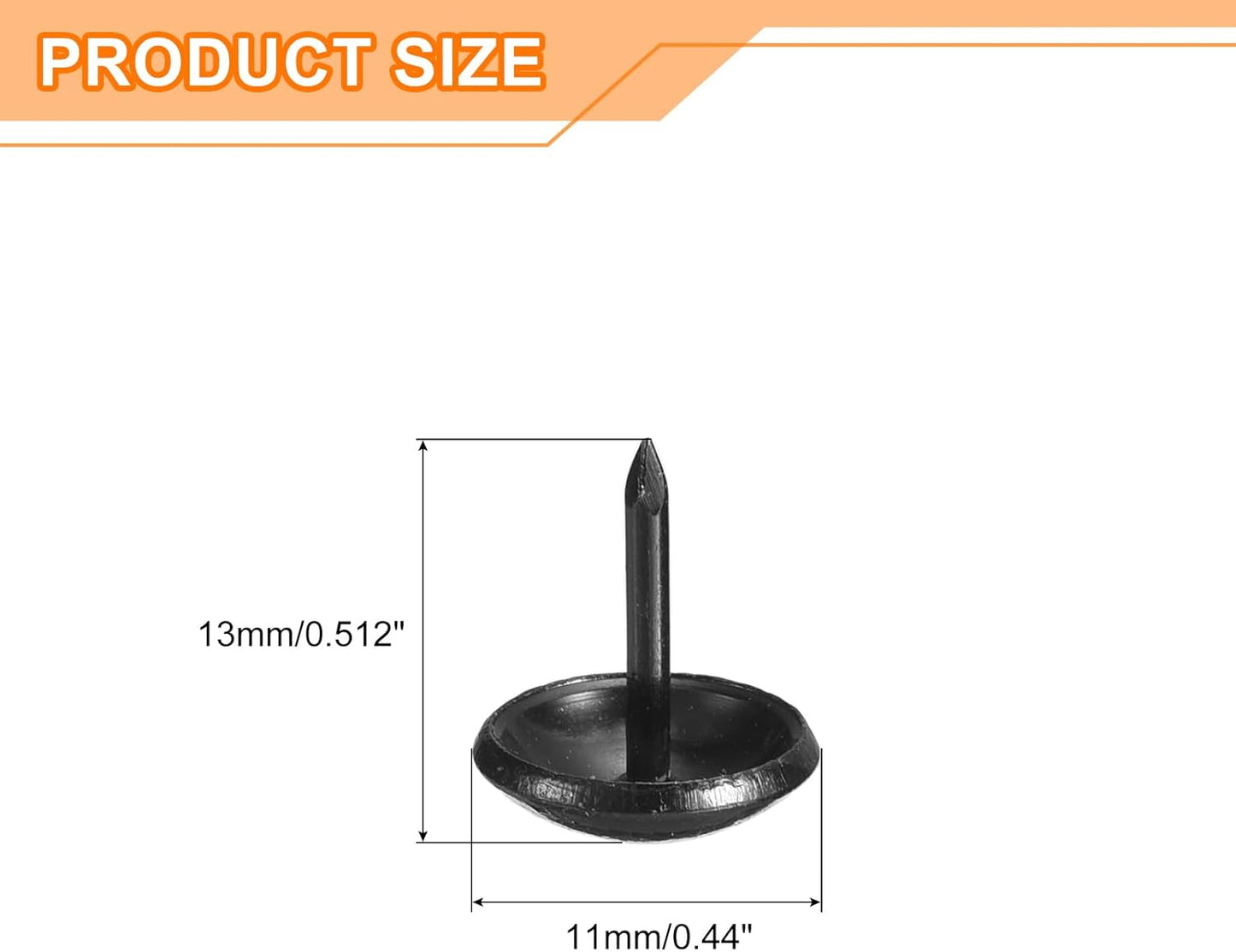 uxcell Upholstery Tacks Nail Pins Furniture, 50Pcs 11x13mm Thumb Tack Pins Assortment Kit Carbon Steel for Home Sofa DIY Decorative Nail Heads Nails, Black