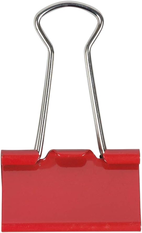 JAM PAPER Colorful Binder Clips - Medium - 1 1/4 Inch (32 mm) - Red Binderclips - 15/Pack