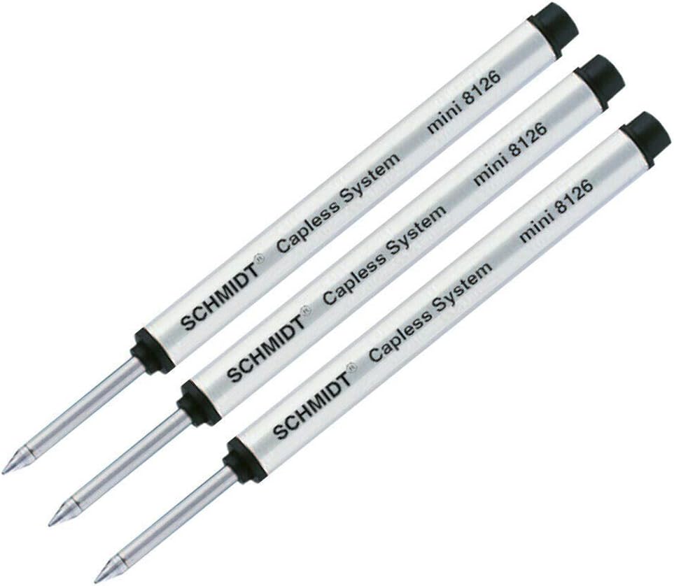 Lanier Refill Combo Pack - 3 Schmidt 8126Mini Capless System Rollerball Refill Black Fine Tip